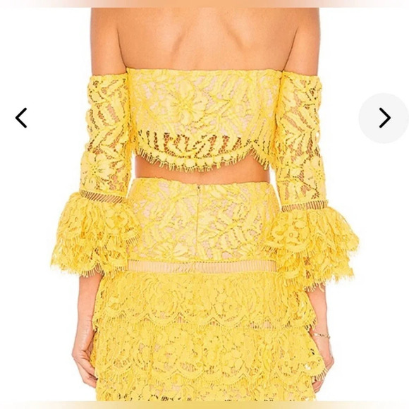 NWT Lovers + Friends Revolve Yellow Lace Thorne Top Golden Yellow XS - Picture 3 of 9